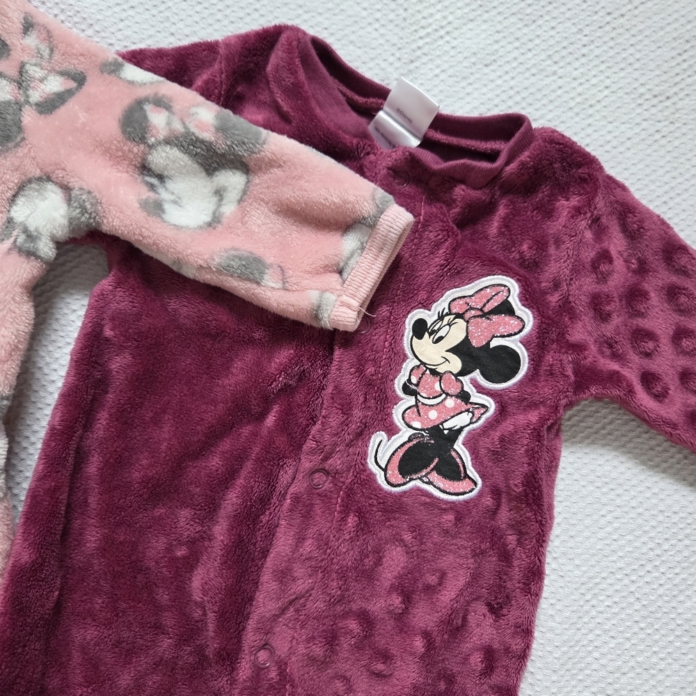 Disney Pink and Burgundy Baby Footies Set Minnie Mouse - Picture 3 of 5